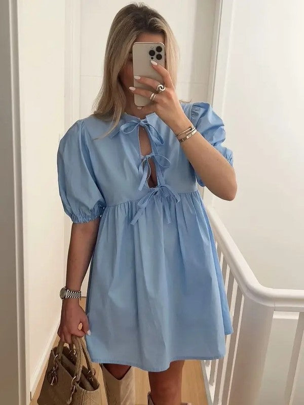 Leopard Bow Tie Front Mini Dress for Women | Bellem Trading - Bellem Trading