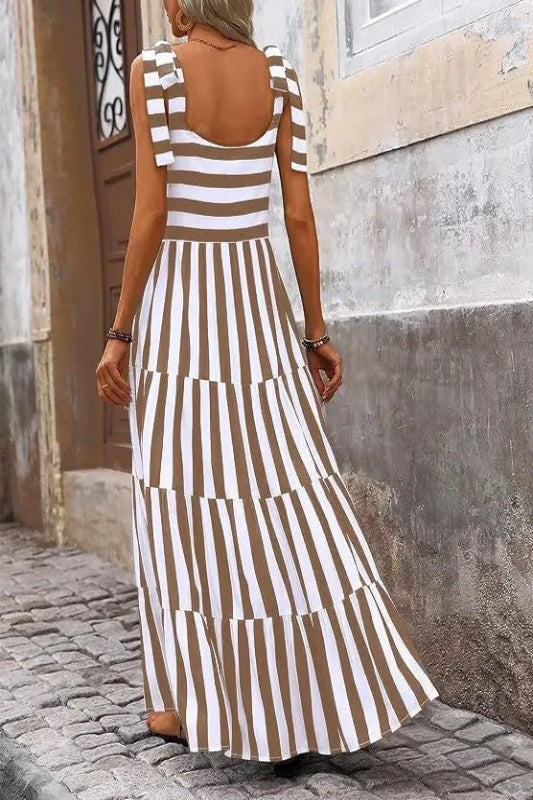 Striped and Floral Sleeveless Maxi Dress for Women | Bellem Trading - Bellem Trading