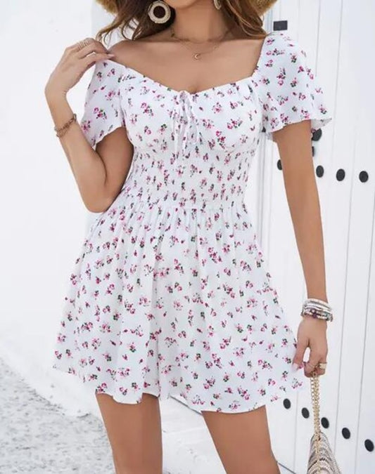 Off-Shoulder Ditsy Floral Mini Dress for Women | Bellem Trading - Bellem Trading