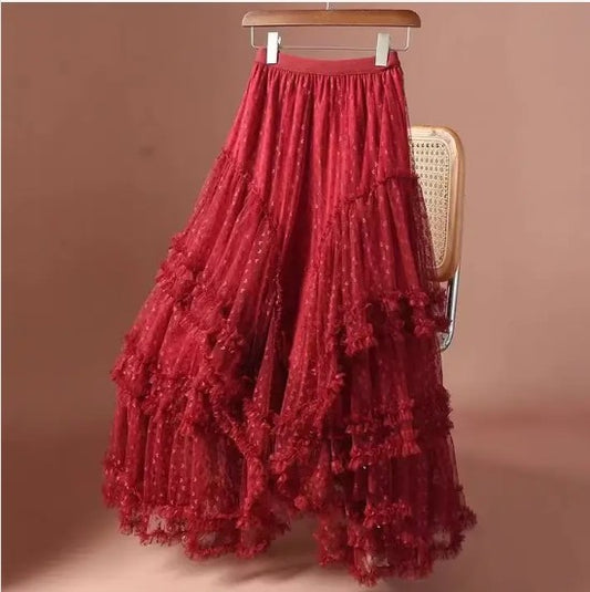 Mesh Ruffle Maxi Skirt | Bellem Trading - Bellem Trading