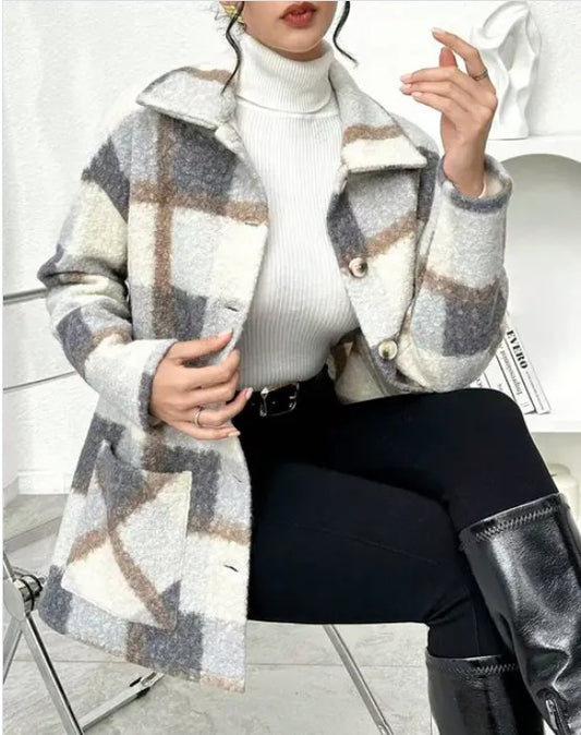 Stylish Plaid Woolen Coat for Women | Bellem Trading - Bellem Trading