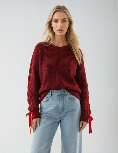 Bowknot Chic Knit Pullover Sweater | Bellem Trading - Bellem Trading