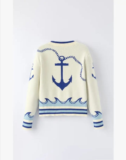 Nautical Anchor Knit Cardigan | Bellem Trading - Bellem Trading