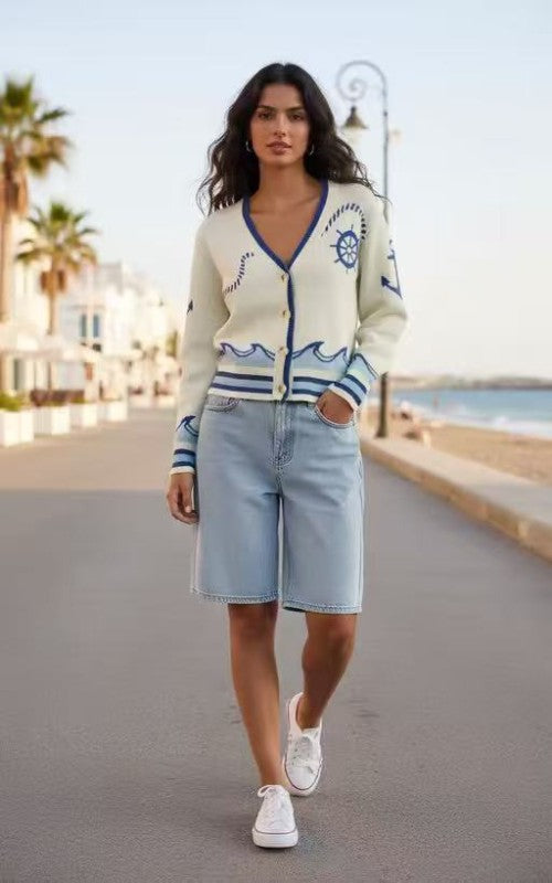Nautical Anchor Knit Cardigan | Bellem Trading - Bellem Trading