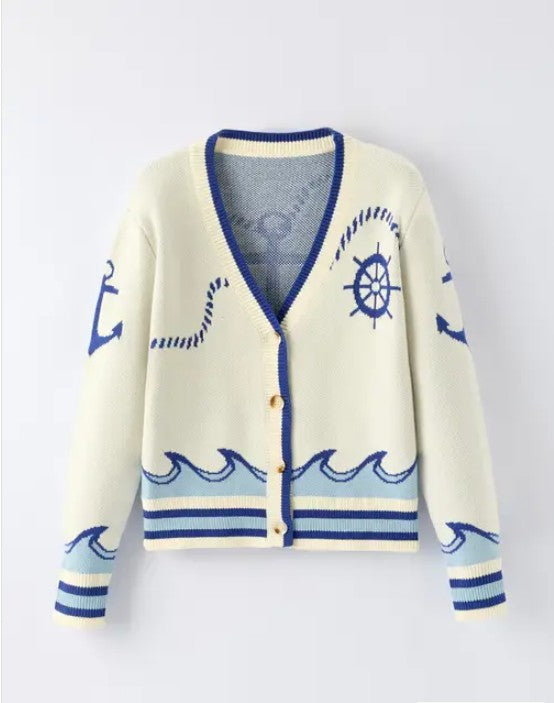 Nautical Anchor Knit Cardigan | Bellem Trading - Bellem Trading