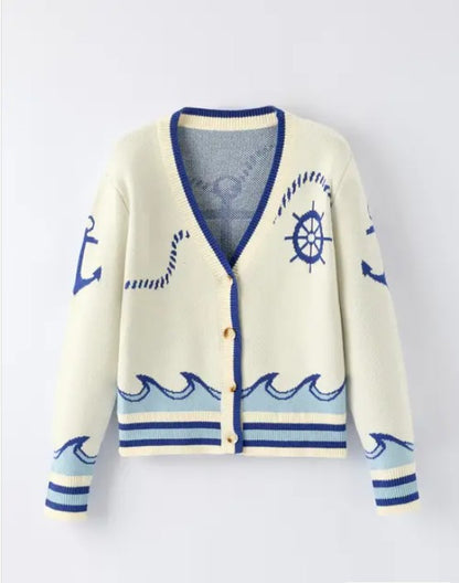 Nautical Anchor Knit Cardigan | Bellem Trading - Bellem Trading