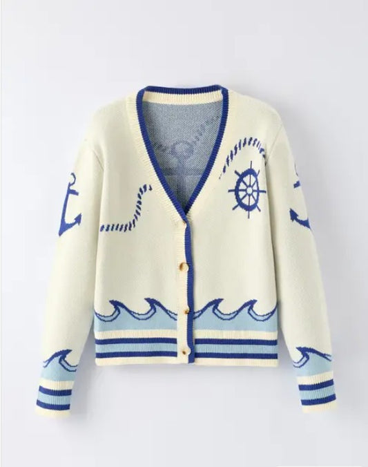 Nautical Anchor Knit Cardigan | Bellem Trading - Bellem Trading