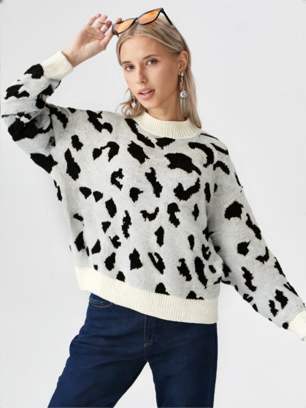 Leopard Print Knit Pullover Sweater | Bellem Trading - Bellem Trading