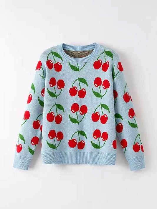 Cute Cherry Pattern Knit Sweater | Bellem Trading - Bellem Trading