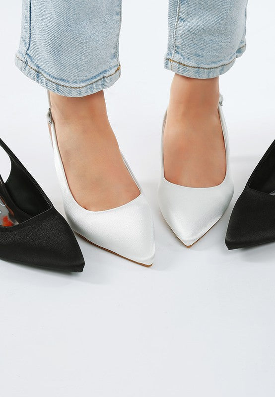 Vinca Satin Pointed Toe Slingbacks for Women - Bellem Trading