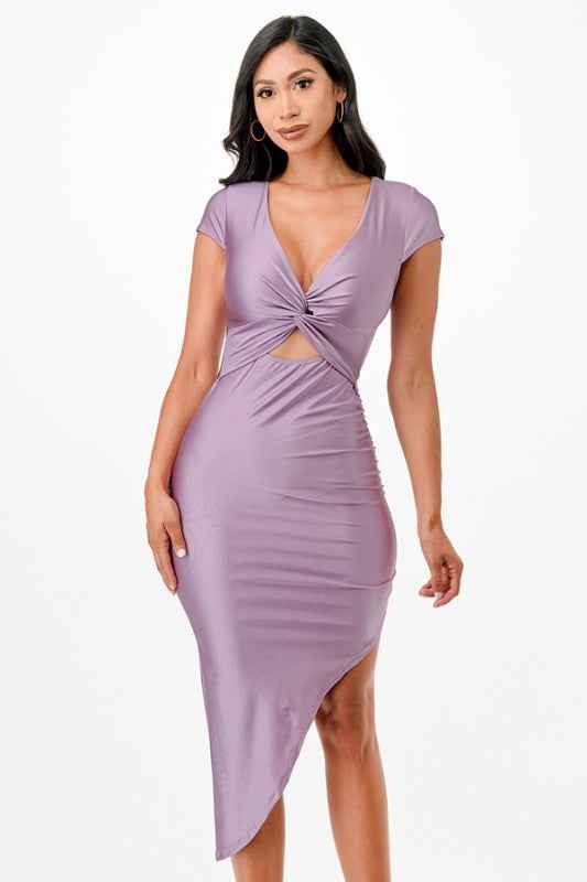 Eggplant Dress, Satin, Midi Length, Women's, by Bellem Trading, Eggplant product image