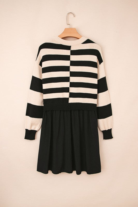 Stripe Knit Colorblock Sweater Mini Dress for Women | Bellem Trading - Bellem Trading