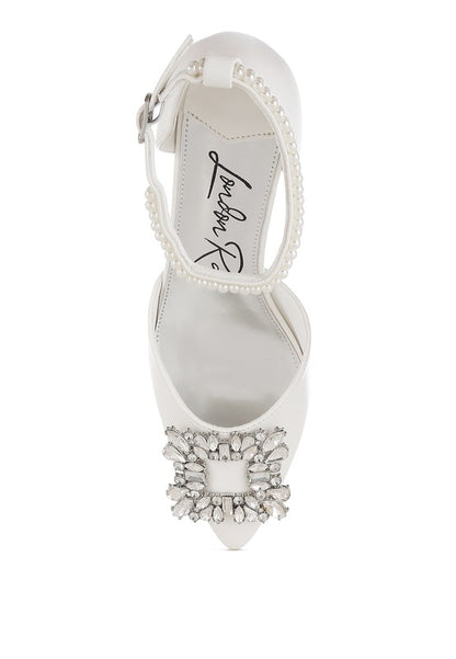 Onkana Diamante Brooch Kitten Heel Sandals for Women | Bellem Trading - Bellem Trading