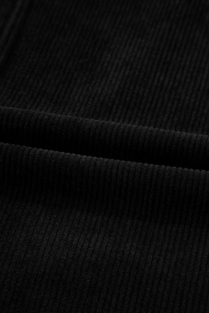 Black corduroy sleeveless mini dress with vintage patch pockets, Bellem Trading women’s fall fashion