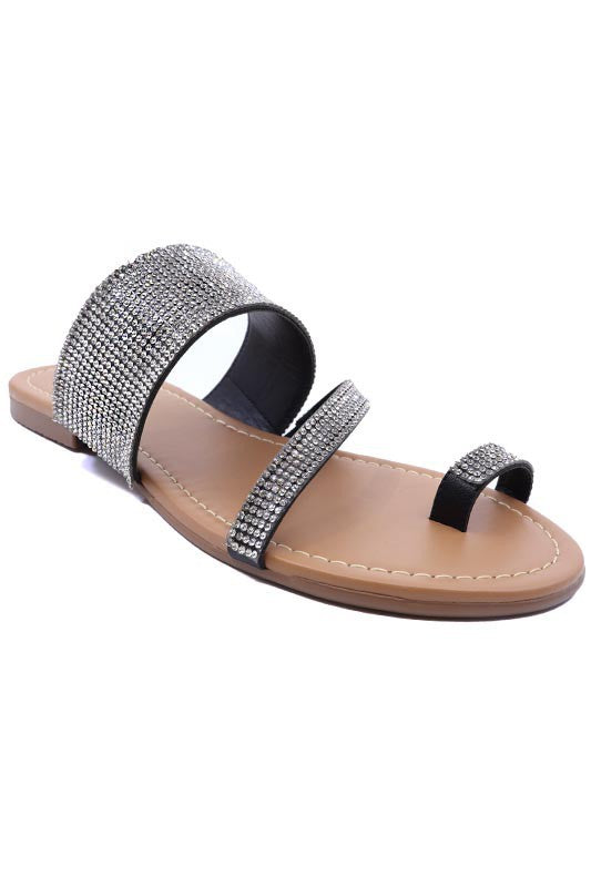 Lexi-12 Rhinestone Toe Ring Slide Sandal for Women | Bellem Trading - Bellem Trading