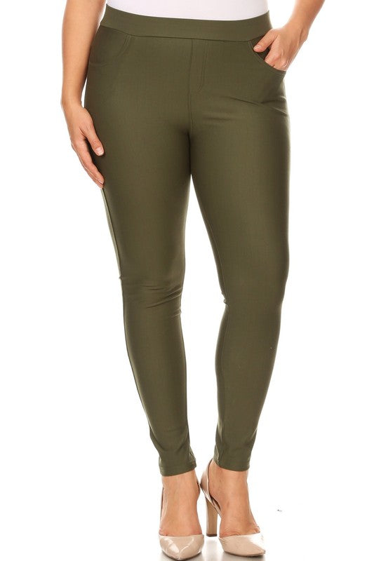 Lady's Plus Size Ponte Pants - PLUS SIZE - Premium Women's Leggings by Bellem Trading