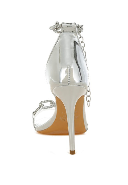 Traben Rhinestones Chain Metallic Stiletto Sandals for Women - Bellem Trading
