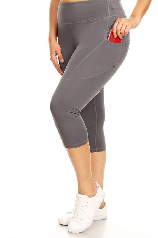 High Waist Tech Pocket Workout Capri Leggings - Premium Women's Leggings by Bellem Trading