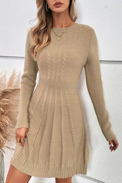 Knit Cross Strip Self Fit Solid Sweater Dress for Women | Bellem Trading - Bellem Trading