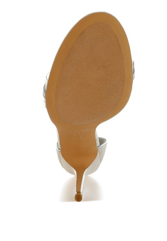 Traben Rhinestones Chain Metallic Stiletto Sandals for Women - Bellem Trading