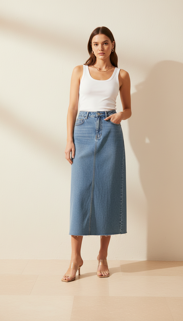 The Essential Denim Midi | Clean Indigo Minimalist