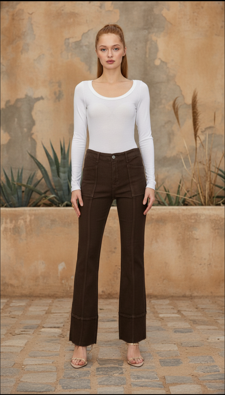 The Heritage Flare Jean | Rich Chocolate Brown