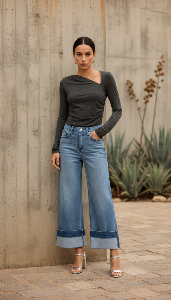 The Horizon Wide-Leg Jean | Timeless Mid-Blue