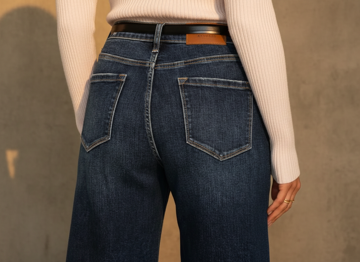The Muse Cropped Wide-Leg | Sculptural Dark Denim