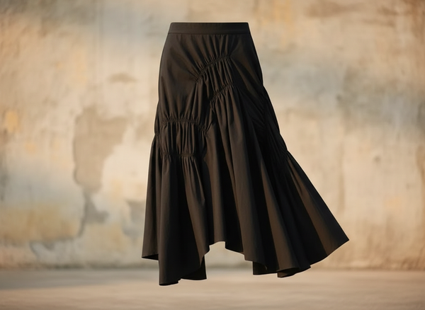 The Noir Ruffle Midi | Architectural Layered Luxury