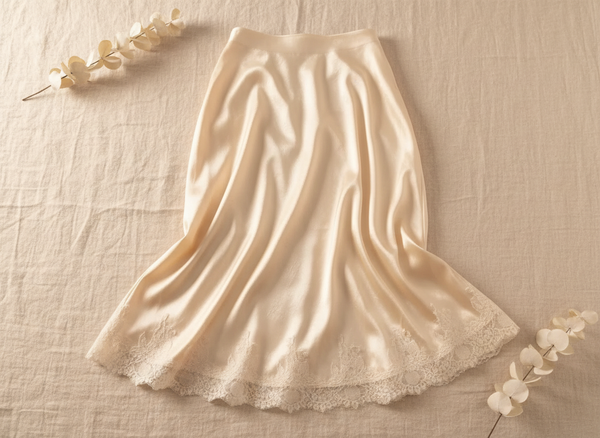 The Seraphina Satin Midi | Lace-Hemmed Luxury