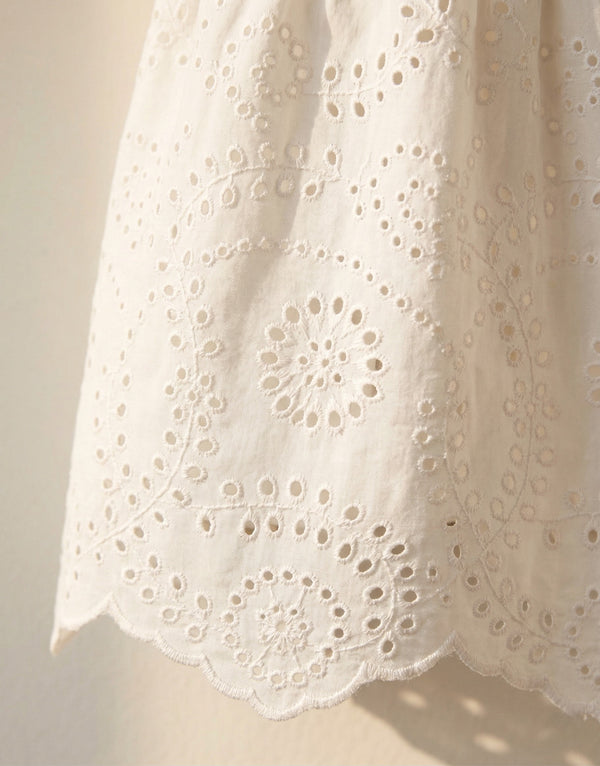 The Amara Eyelet Blouse | Crisp Cotton-Blend Luxury Top
