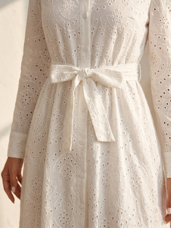 The Eyelet Midi | Architectural Embroidery Dress