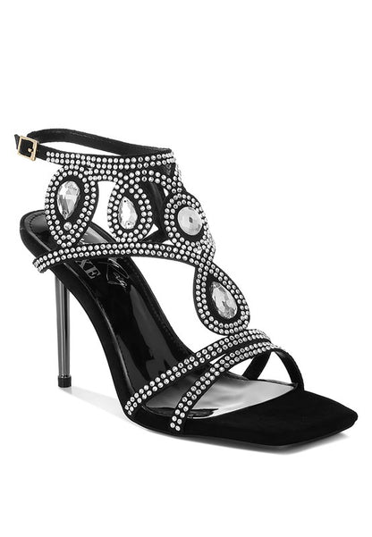 Fialka Diamante & Rhinestones Stiletto Sandals for Women - Bellem Trading