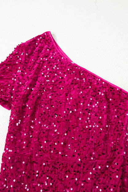 Sequin One Shoulder Thigh High Split Bodycon Sequin Dress for Women | Bellem Trading - Bellem Trading