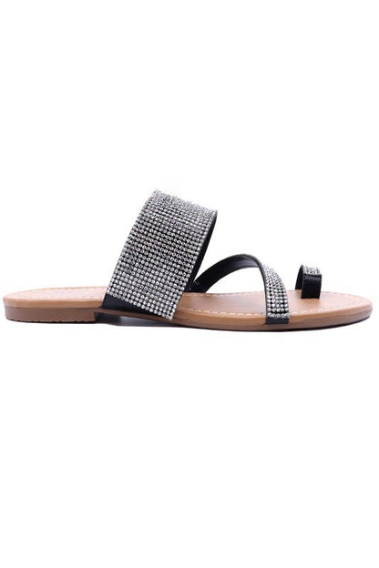 Lexi-12 Rhinestone Toe Ring Slide Sandal for Women | Bellem Trading - Bellem Trading