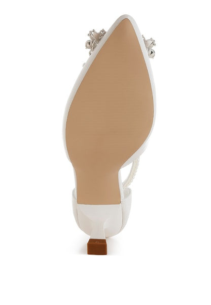 Onkana Diamante Brooch Kitten Heel Sandals for Women | Bellem Trading - Bellem Trading