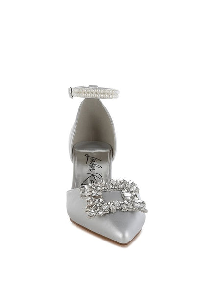 Onkana Diamante Brooch Kitten Heel Sandals for Women | Bellem Trading - Bellem Trading