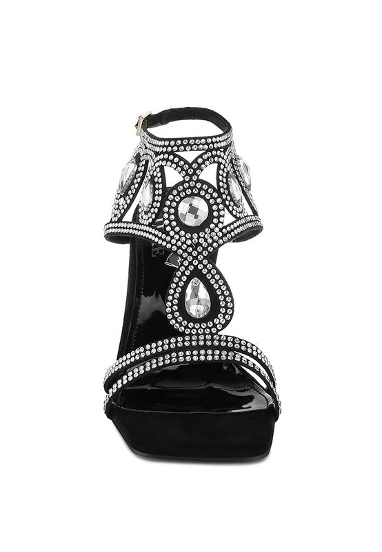 Fialka Diamante & Rhinestones Stiletto Sandals for Women - Bellem Trading