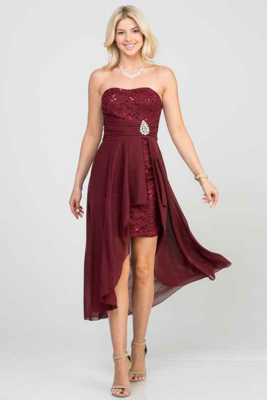 Burgundy Dress, Lace, Women's, by Bellem Trading, Burgundy product image