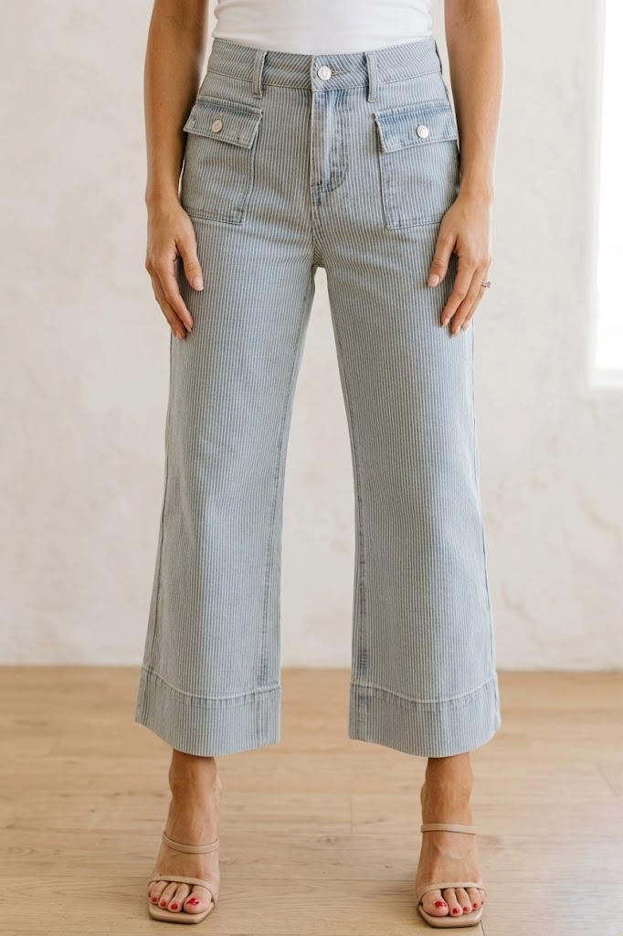 The Eve Hem Wide-Leg | Architectural Chambray Trouser
