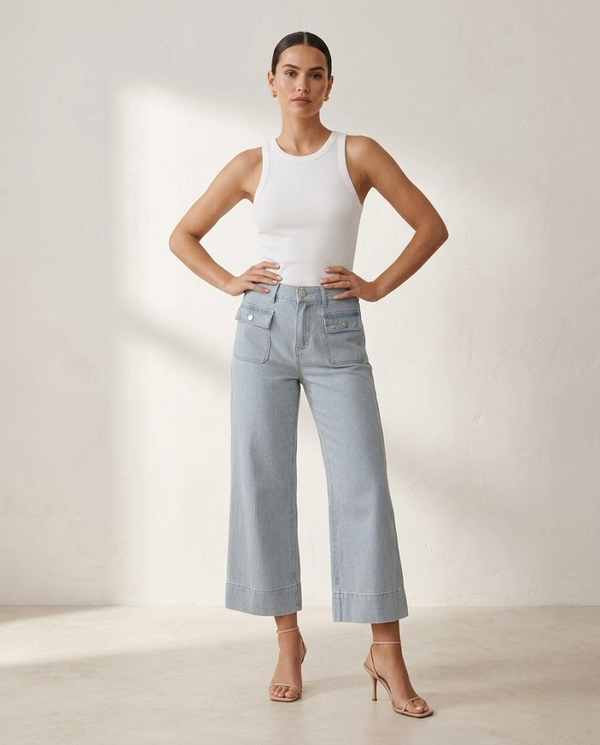 The Eve Hem Wide-Leg | Architectural Chambray Trouser